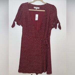 NWT LOFT Maroon red  polka dots romper dress